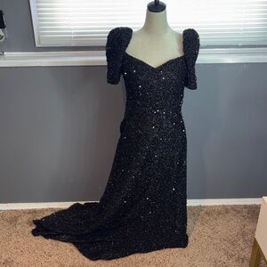 Miss Ord Black Sequin Mermaid Gown | Off Shoulder Formal Prom Dress M